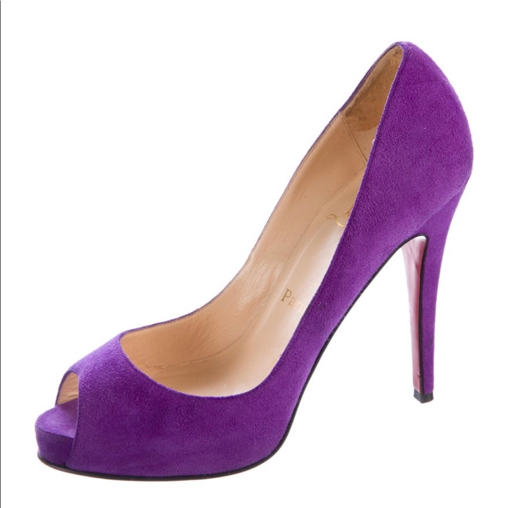 Christian Louboutin Suede peep toe pumps